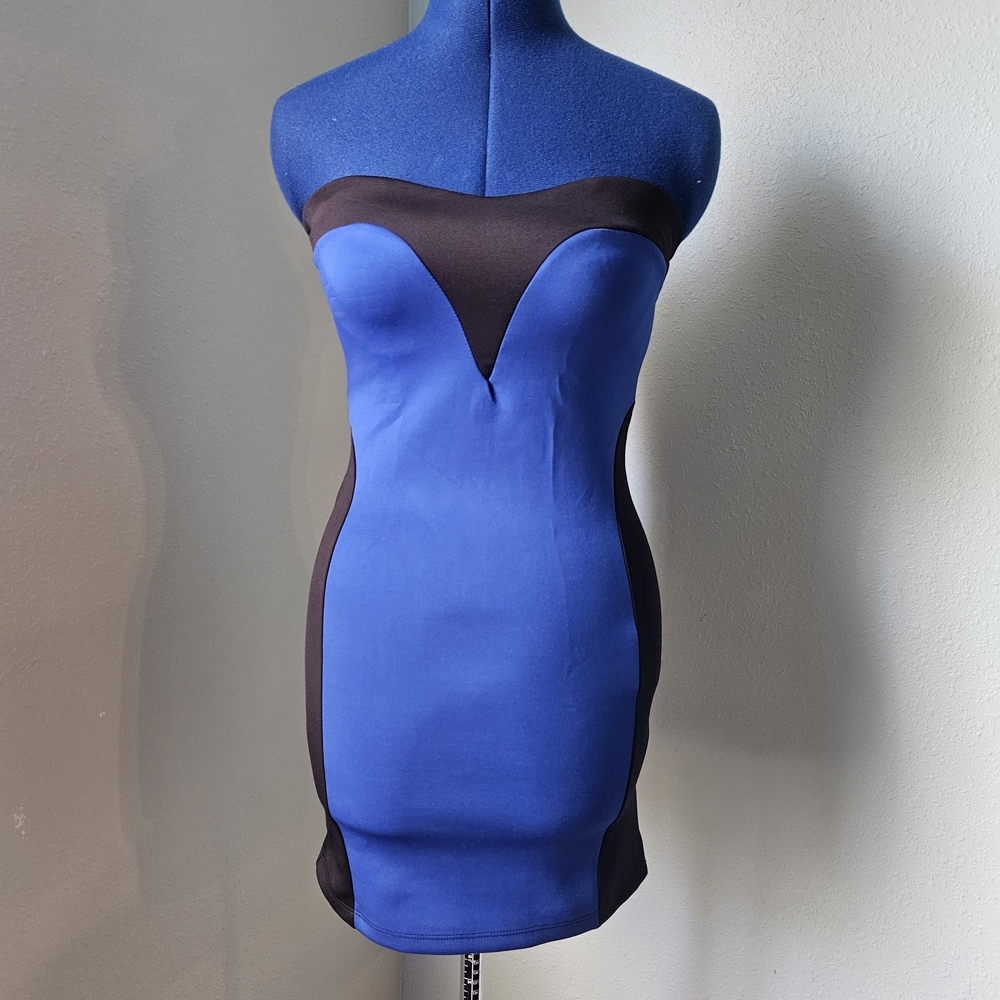 Charlotte Russe Strapless Blue and Black Mini Dress